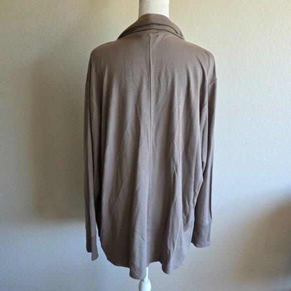 Athleta Size M P Pranayama Restore Wrap Long Open Front Cardigan Tencel Mushroom - Picture 5 of 8